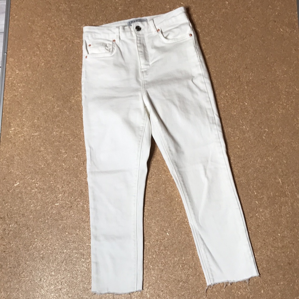 Denim Co Primark Cares White High Rise Raw Bottom Woman’s Size 6
